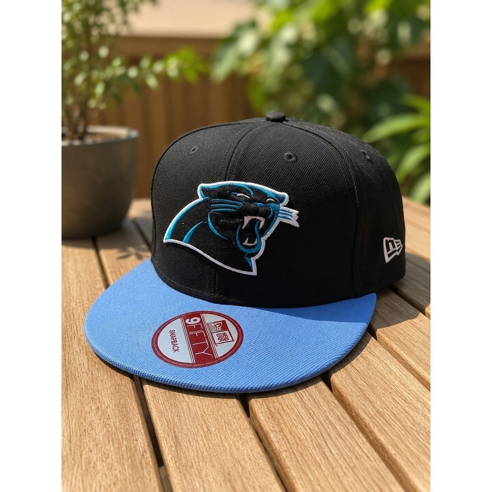 New Era 9FIFTY Carolina Panthers Snapback Hat Black Blue NFL Flat Adjustable NEW